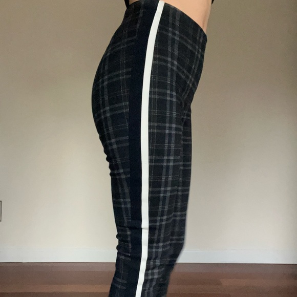 Zara | Plaid Striped Trouser Legging Pants Gray Blue White Tuxedo Strip XS - Picture 7 of 7